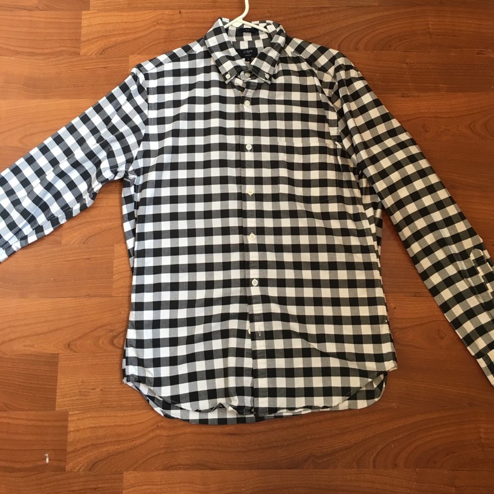 J. Crew Checkered Slim Fit Oxford Shirt (Size M)